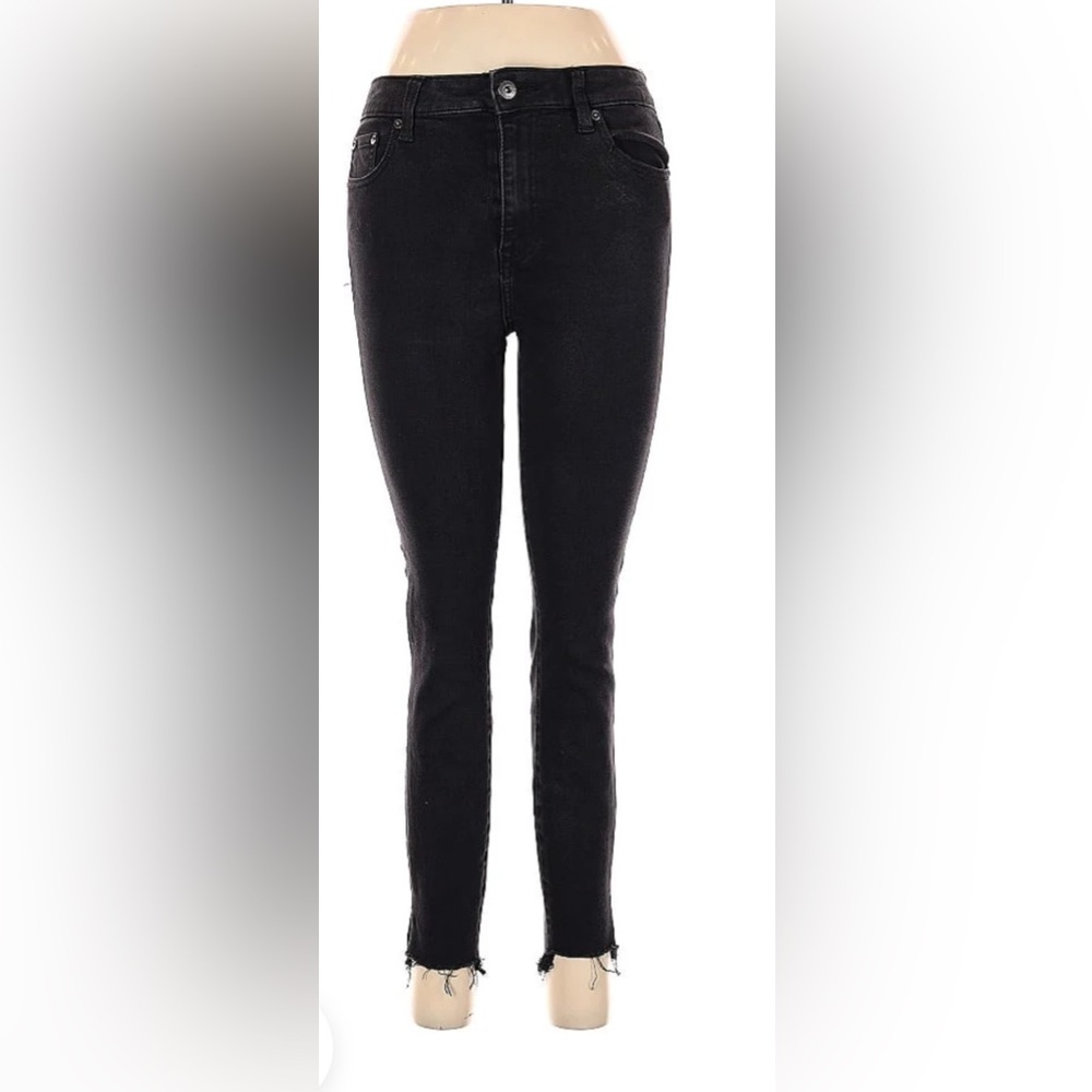 LIKE NEW Pistola Midnight Black skinny Jeans w/ frayed hem size 30 waist